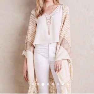 Anthropologie Moth Fringe Calipatria Poncho